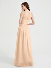 High Neck Full Length Dress with Slit Peach
