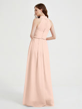 High Neck Full Length Dress with Slit Pearl Pink
