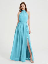 High Neck Full Length Dress with Slit Pool