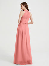 High Neck Full Length Dress with Slit Sunset