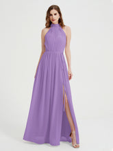 High Neck Full Length Dress with Slit Tahiti