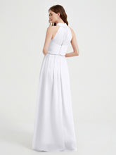 High Neck Full Length Dress with Slit White
