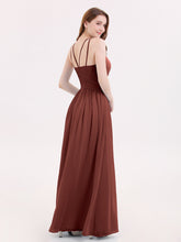 Halter Chiffon Dresses with Double StrapS Terracotta