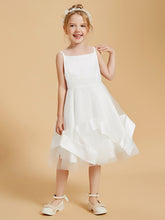 Charming Square Neckline Satin Flower Girl Dresses