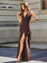 Trumpet/Mermaid Sweep Train Jersey Prom Dresses Chocolate