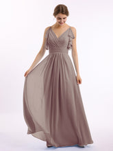 Spaghetti Strap Chiffon Dresses with Shoulder Ruffles Dusk