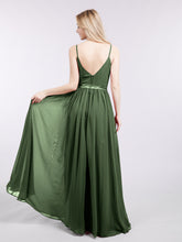 Simple Chiffon Dress with Spaghetti Straps Olive Green