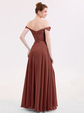 Lace Top Chiffon BUTTON Long Dresses Terracotta