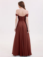 Empire Chiffon Off the shoulder Long Dresses Terracotta