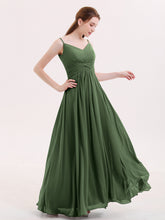 Empire Bridesmaid Gown with Spaghetti Strap Olive Green