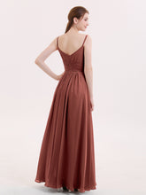 Empire Bridesmaid Gown with Spaghetti Strap Terracotta