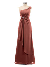One Shoulder CASCADE SKIRT Chiffon Gowns Terracotta