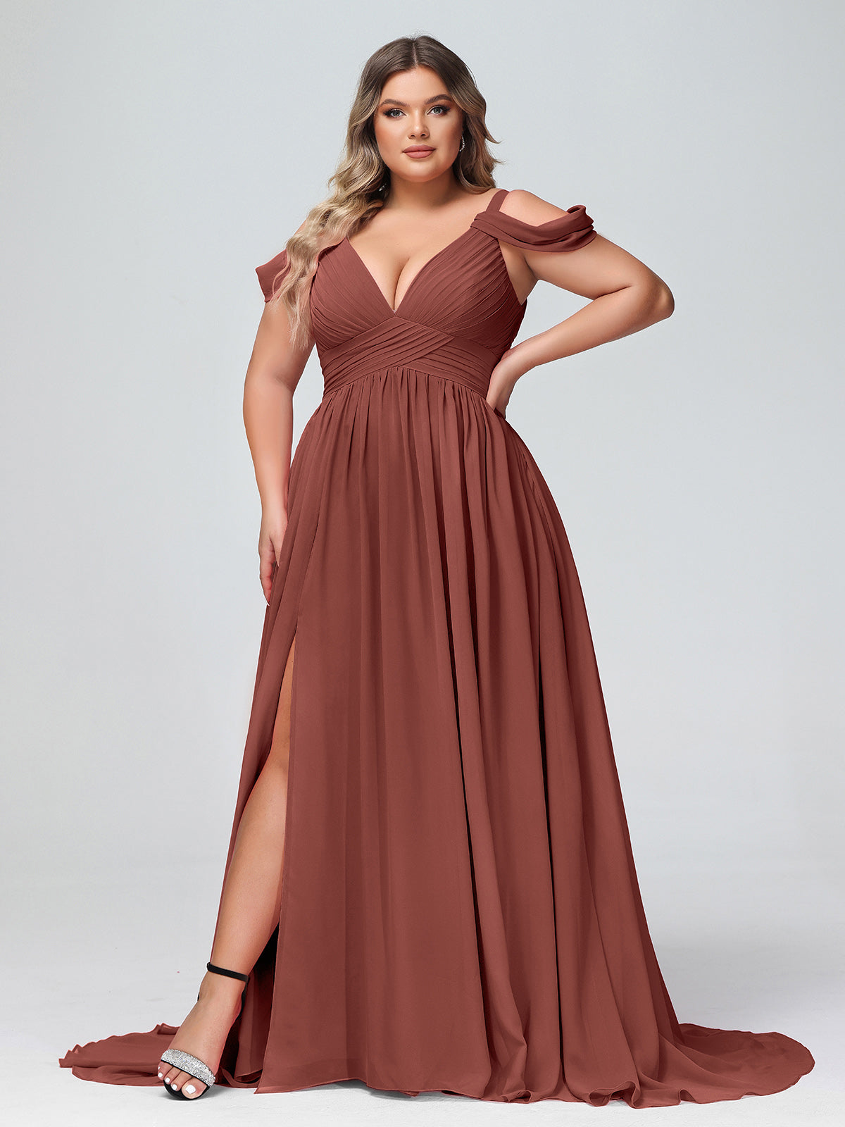 Sweep Train Chiffon Sexy Dress with Slit Lilac