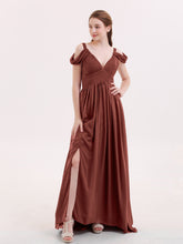 Sweep Train Chiffon Sexy Dress with Slit Terracotta