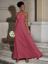 Long Chiffon Dress for Bridesmaid with Bow Cinnamon Rose