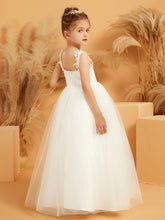 Lace Appliqued Floor-length Tulle Flower Girl Dress