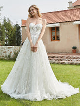 Sweetheart Tulle Wedding Dress with Lace Appliqued Ivory