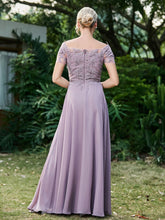 Elegant Flower Appliqued Chiffon Dress with Pleated Tahiti