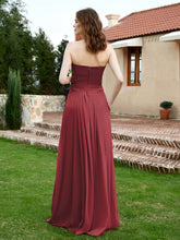 Long Chiffon Strapless Gowns with Sweethart Cinnamon Rose