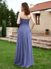 Long Chiffon Strapless Gowns with Sweethart Periwinkle