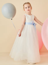 Sleeveless Scoop Tulle Flower Girl Dress with Sash