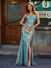 Off-the-shoulder Mermaid Sequin Prom Dresses Jade