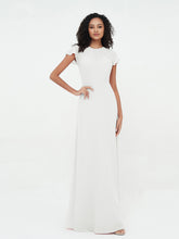 Illusion Neck Chiffon Dresses with Cap Sleeves Champagne