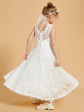Lace Flower Girl Dresses Adorned Illusion Neckline