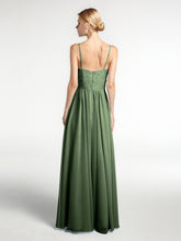 Spaghetti Strap Chiffon Dress with Lace Top Olive Green