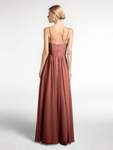 Spaghetti Strap Chiffon Dress with Lace Top Terracotta