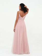 Tulle Pleated Bodice Spaghetti Straps Dresses Dusty Rose
