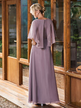 Gorgeous A-line Flutter Cape Sleeves Dress Dusk