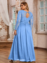 Long Sleeves Tulle Dresses with Appliqued Blue