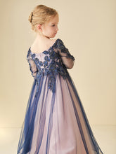 Lace Appliqued Beaded Tulle Flower Girl Dress