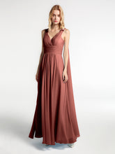 V Neck Chiffon Dress with Streamer at Back Strap Terracotta