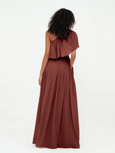 A-line One Shoulder Chiffon Max Dresses Terracotta