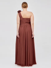 Long Chiffon Dresses with FLOWERS Terracotta