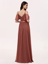 Lace and Chiffon Full Length Dresses Terracotta