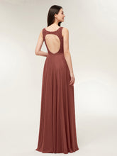 Lace and Chiffon Dresses with Open Back Terracotta