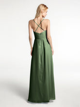 Chiffon Spaghetti Strap Ruffles High Low Dress Olive Green