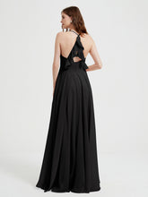 V-neck Bridesmaid Dress with Cross Back Black