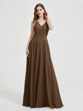 V-neck Bridesmaid Dress with Cross Back Brown