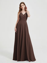 V-neck Bridesmaid Dress with Cross Back Chocolate