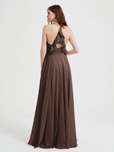 V-neck Bridesmaid Dress with Cross Back Chocolate