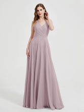 V-neck Bridesmaid Dress with Cross Back Dusk