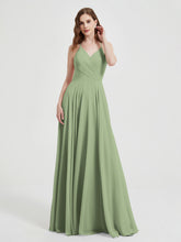 V-neck Bridesmaid Dress with Cross Back Dusty Sage