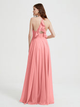 V-neck Bridesmaid Dress with Cross Back Flamingo