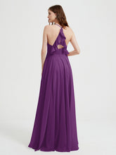 V-neck Bridesmaid Dress with Cross Back Grape