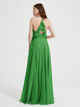 V-neck Bridesmaid Dress with Cross Back Green