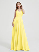 V-neck Bridesmaid Dress with Cross Back Lemon
